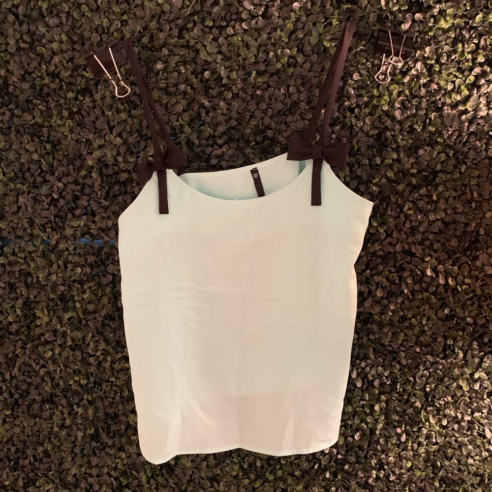 mint and black bow tank top